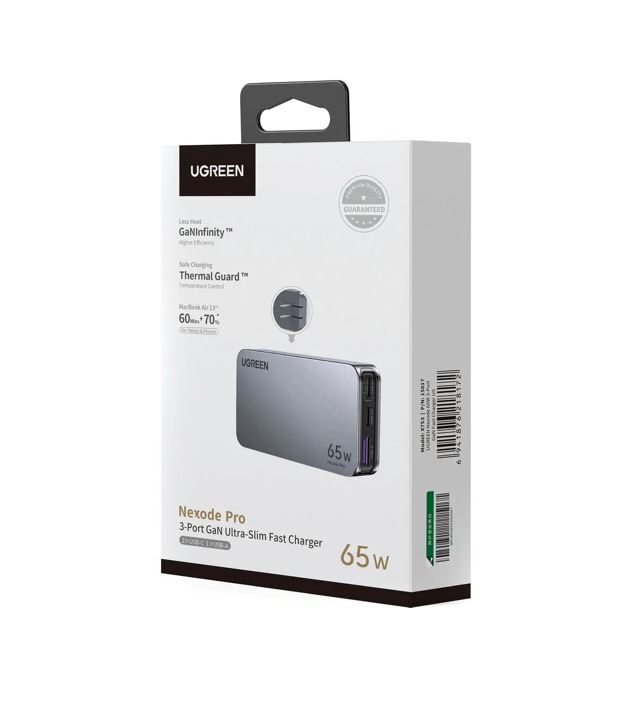 Cargador Slim Ugreen Original de 3 Puertos 65W